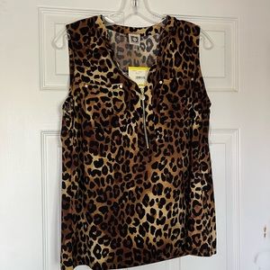 NWT Anne Klein Leopard print sleeveless blouse - M